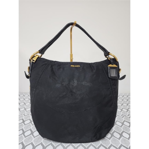 Authentic Prada Tessuto Canapa Nylon Hobo Bag Black - Picture 12 of 12